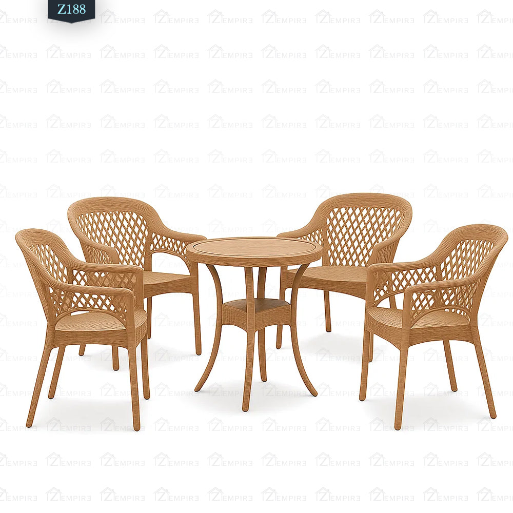 4 Chair and Plastic Table Set - Z188