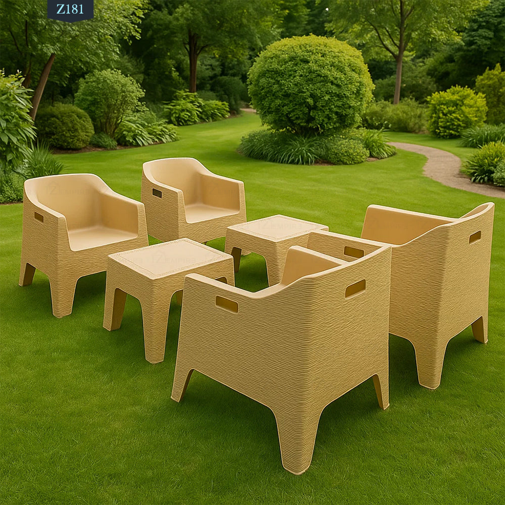 Set of 4 Chairs and 2 Plastic Tables - Z181