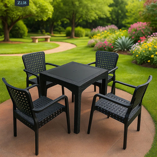 4 Chair and Plastic Table Set - Z158
