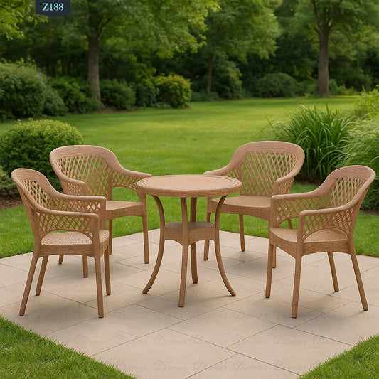 4 Chair and Plastic Table Set - Z188